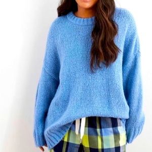 Aerie Blue Knit Oversized Sweater